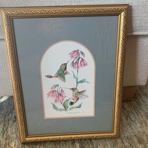 Hummingbirds Watercolor Framed & Matted Art Print by Carolyn Shores Wright